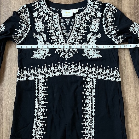 Maeve Anthropologie Shiloh Black White Embroidered Tunic Dress Size 2 - Picture 11 of 13